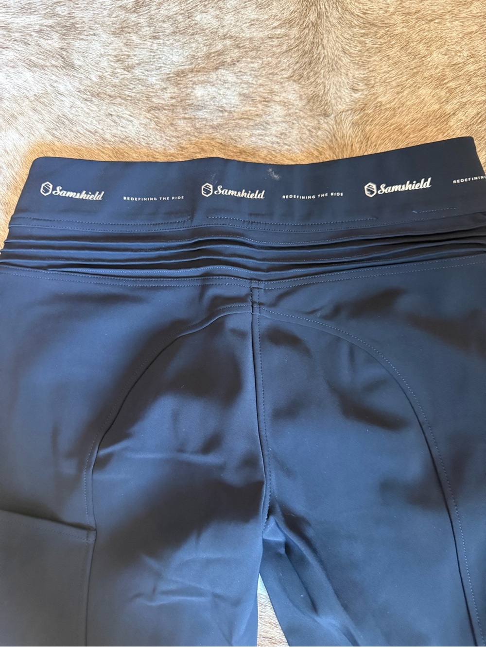 Samshield Women's Dark Navy Performance Riding Tights. Pull on style. - Picture 3 of 6